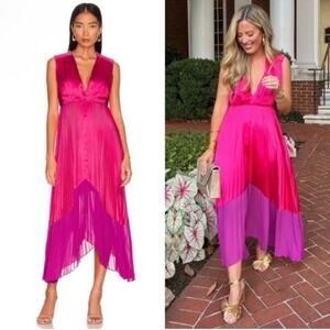 AMUR Amelia Dress Rosie Grape V-Neck Open Back Asymmetrical Hem Dress Size 14